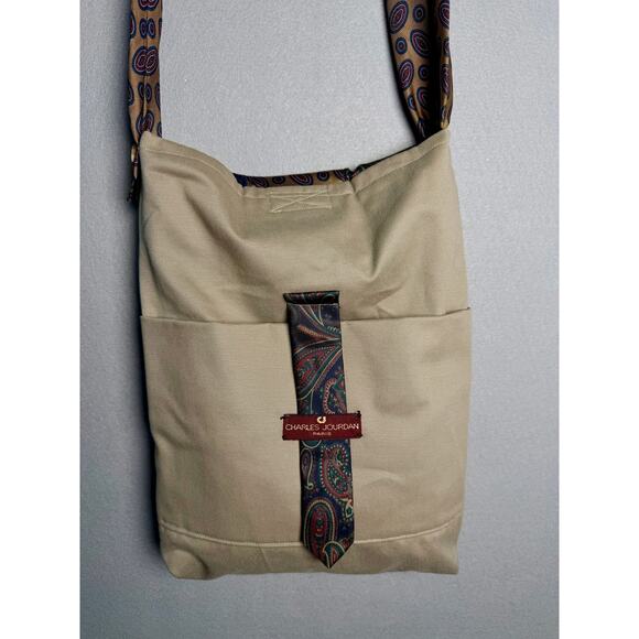 Upcycled Silk Necktie Shoulder Bag Handmade Boho Crossbody - Picture 11 of 15